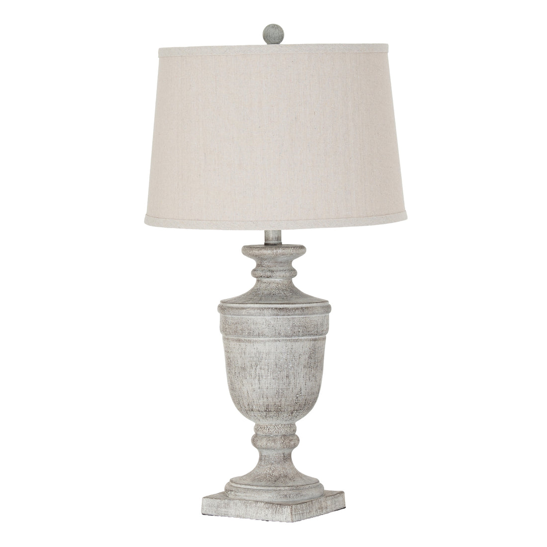 White Wash Textured Table Lamp With Linen Shade