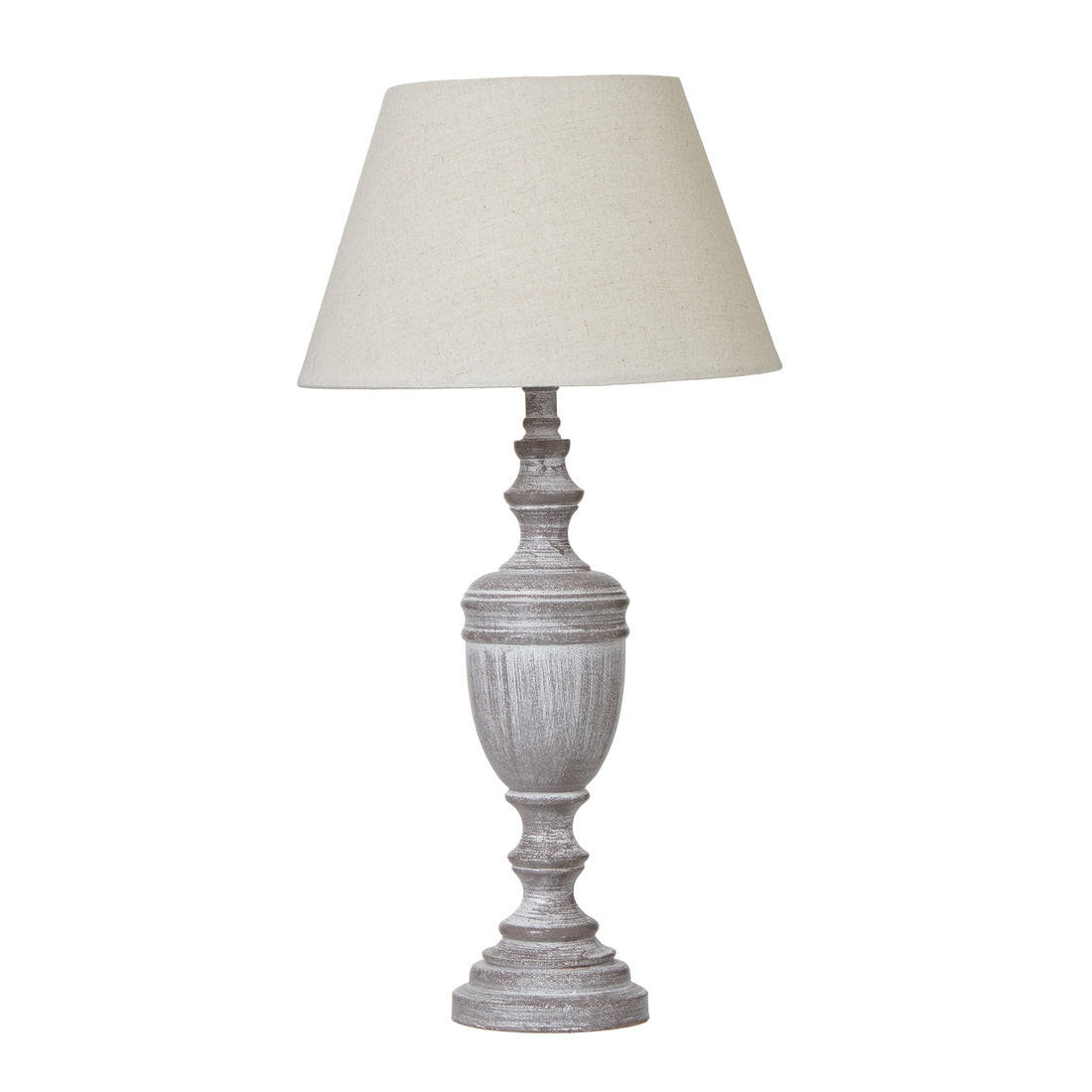 White Wash Urn Table Lamp With Linen Shade