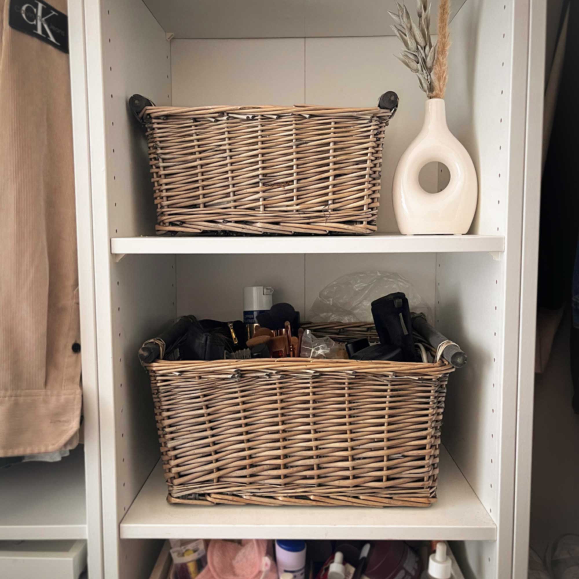 Wicker Storage Basket Set of 3 - Stackable Home Storage Solution 