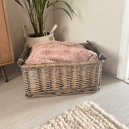 Small Blanket Baset - Wood Handle Wicker Storage Basket Set of 3