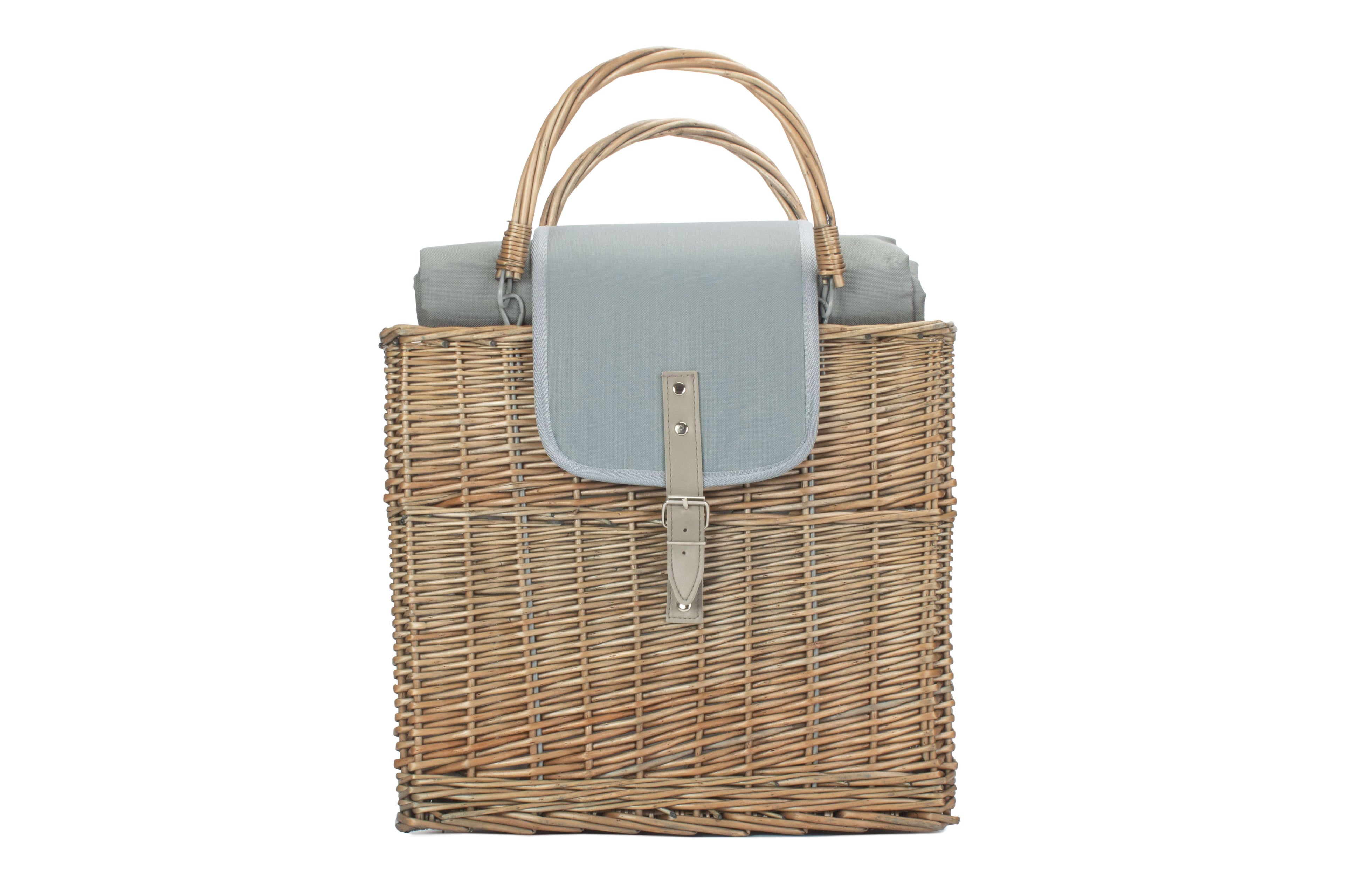 Wine Chiller Basket for Two with Picnic Blanket