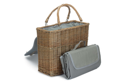 Wine Chiller Basket for Two with Picnic Blanket