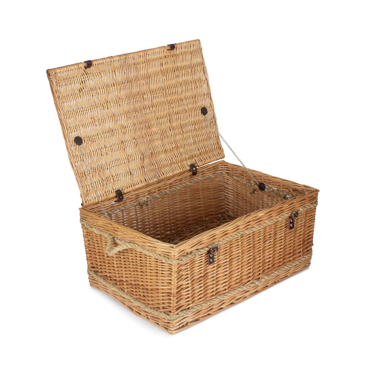 Extra large storage basket with lid and rope handles