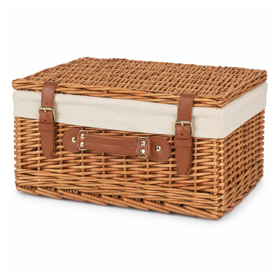 16-inch Empty Wicker Hamper Basket with Liner and Leather Straps - Steamed Willow - Wicker Hamper Wholesale Supplier