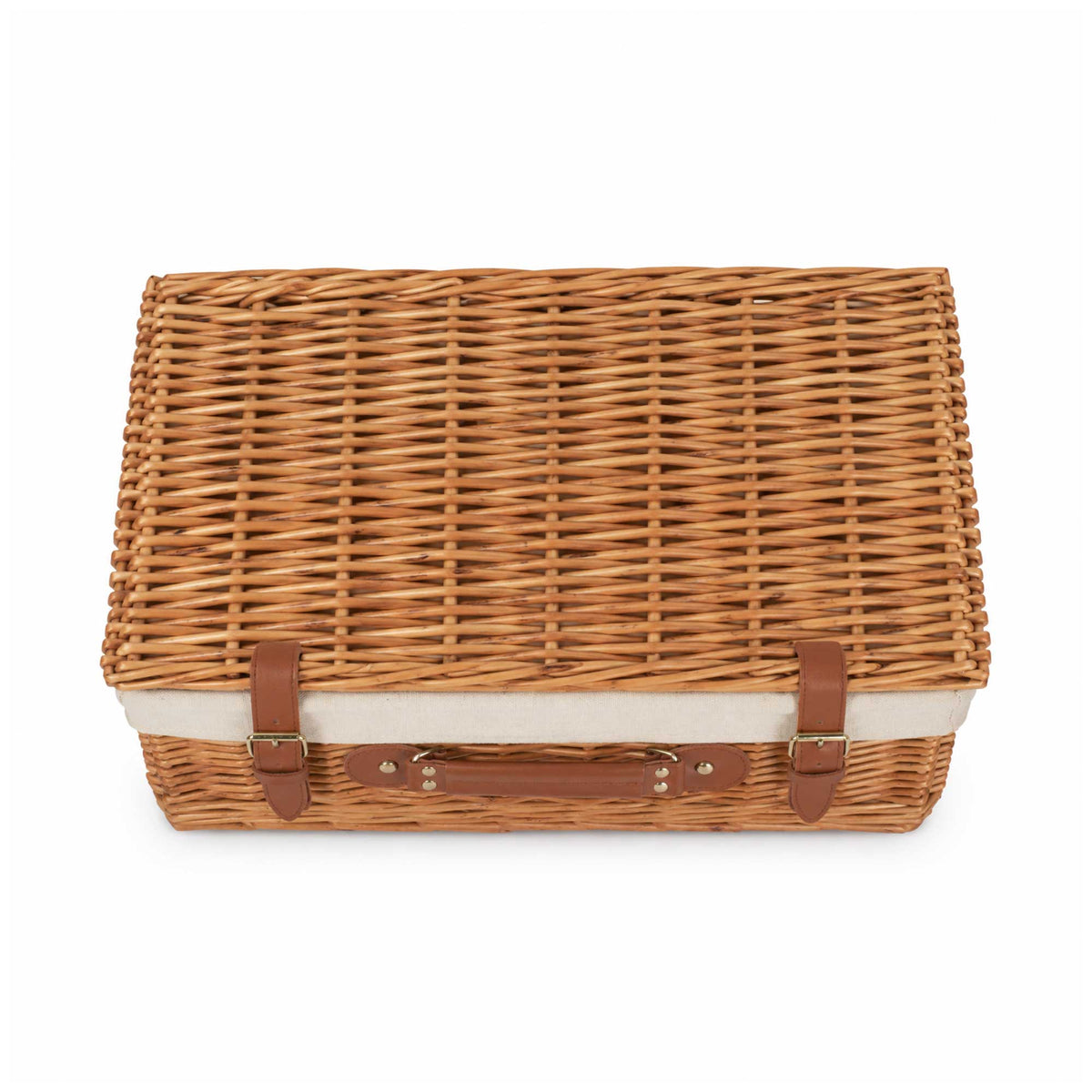 16-inch Empty Wicker Hamper Basket with Liner and Leather Straps - Steamed Willow - Wicker Hamper Wholesale Supplier