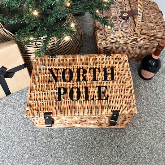 North Pole Christmas Hamper Wicker Gift Basket