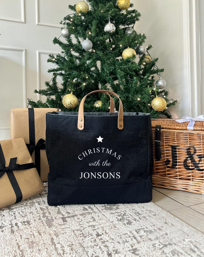 Christmas with the Family - Personailsed Christmas Gift Bag - Black Market Tote Bag