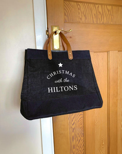 Christmas with the Family - Personailsed Christmas Gift Black Market Tote Bag