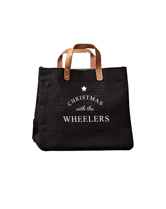 Family Christmas Gift Jute Black Market Tote Bag