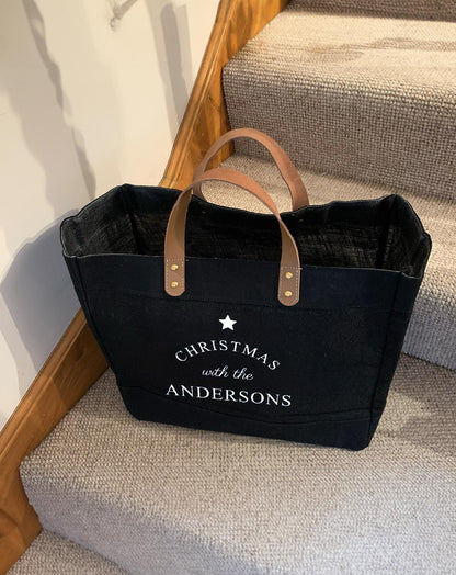Christmas with the Family - Personailsed Christmas Gift Black Market Tote Bag
