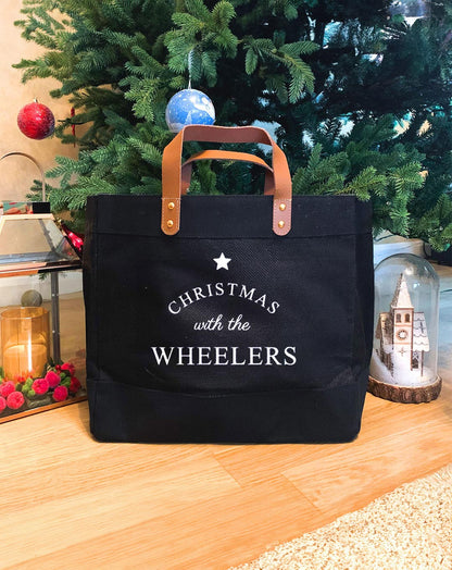 Christmas with the Family - Personailsed Christmas Gift Black Market Tote Bag