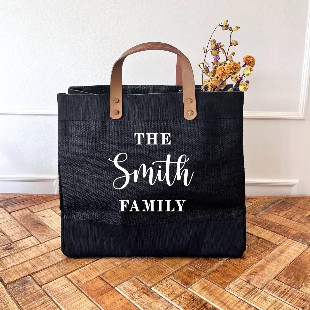 Personalised Family Name Market Bag (Black)