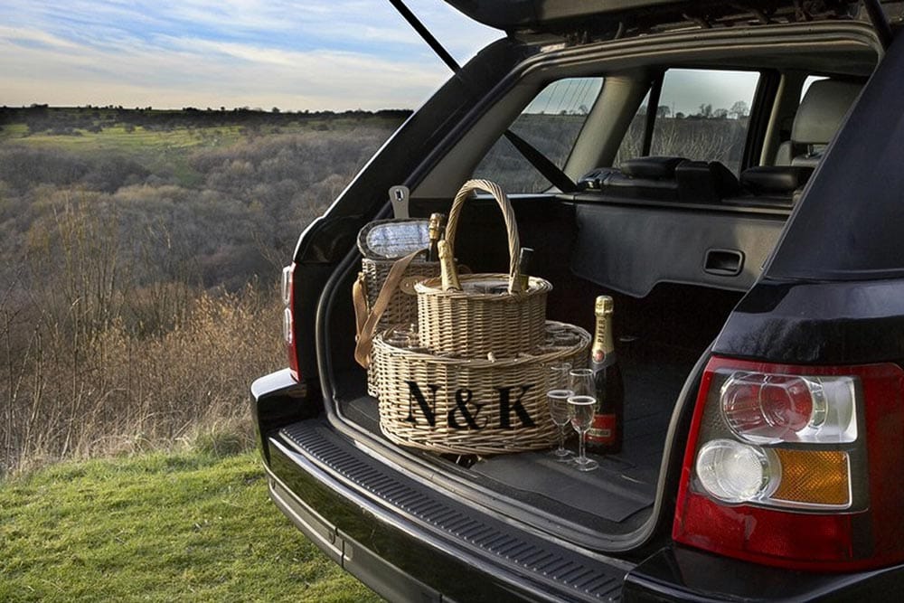 Wicker Celebration Basket with Fitted Cooler &amp; Glasses