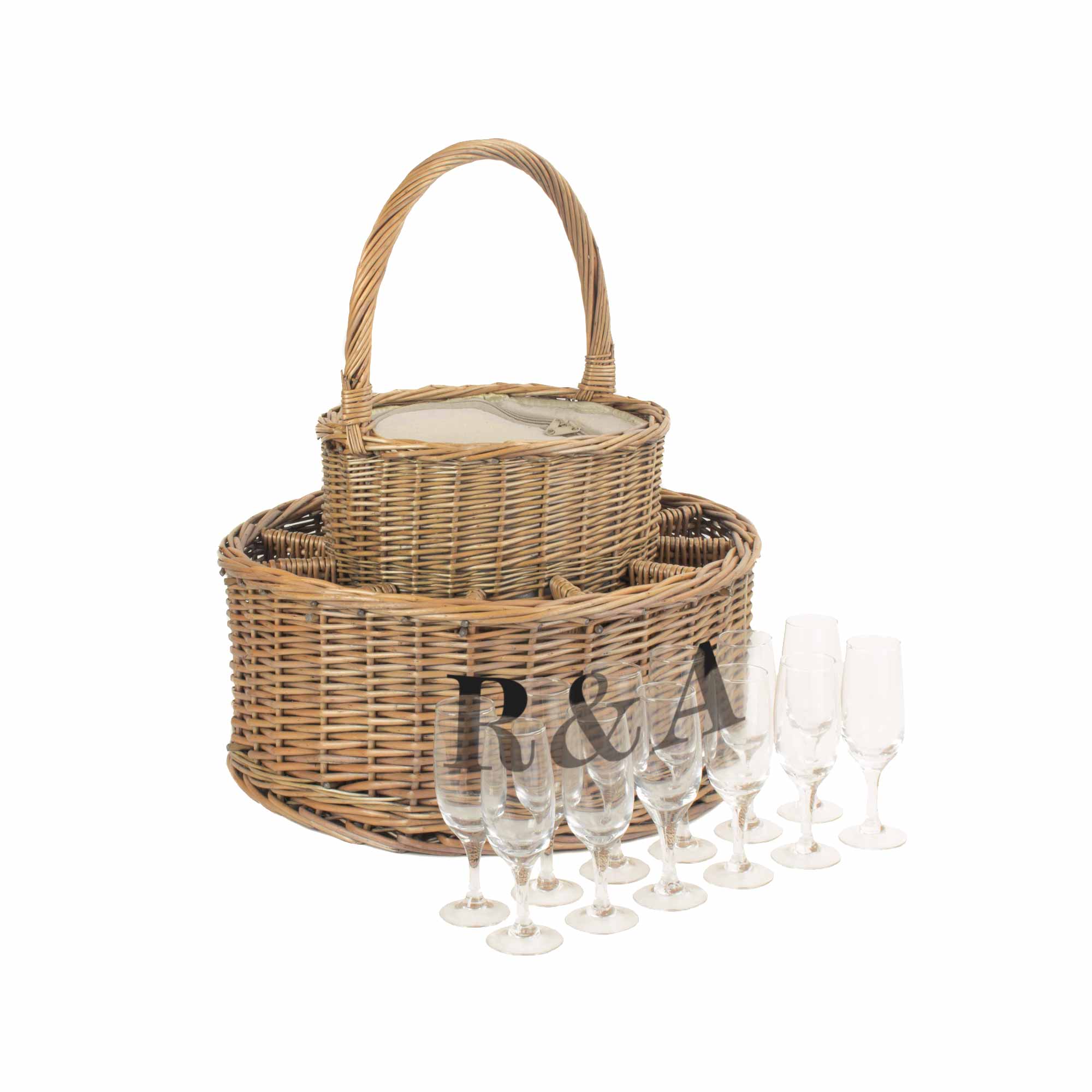 Personalised Celebration Basket with Glasses &amp; Bottle Cooler