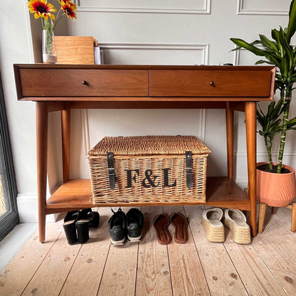 personalised wicker hamper basket with initials