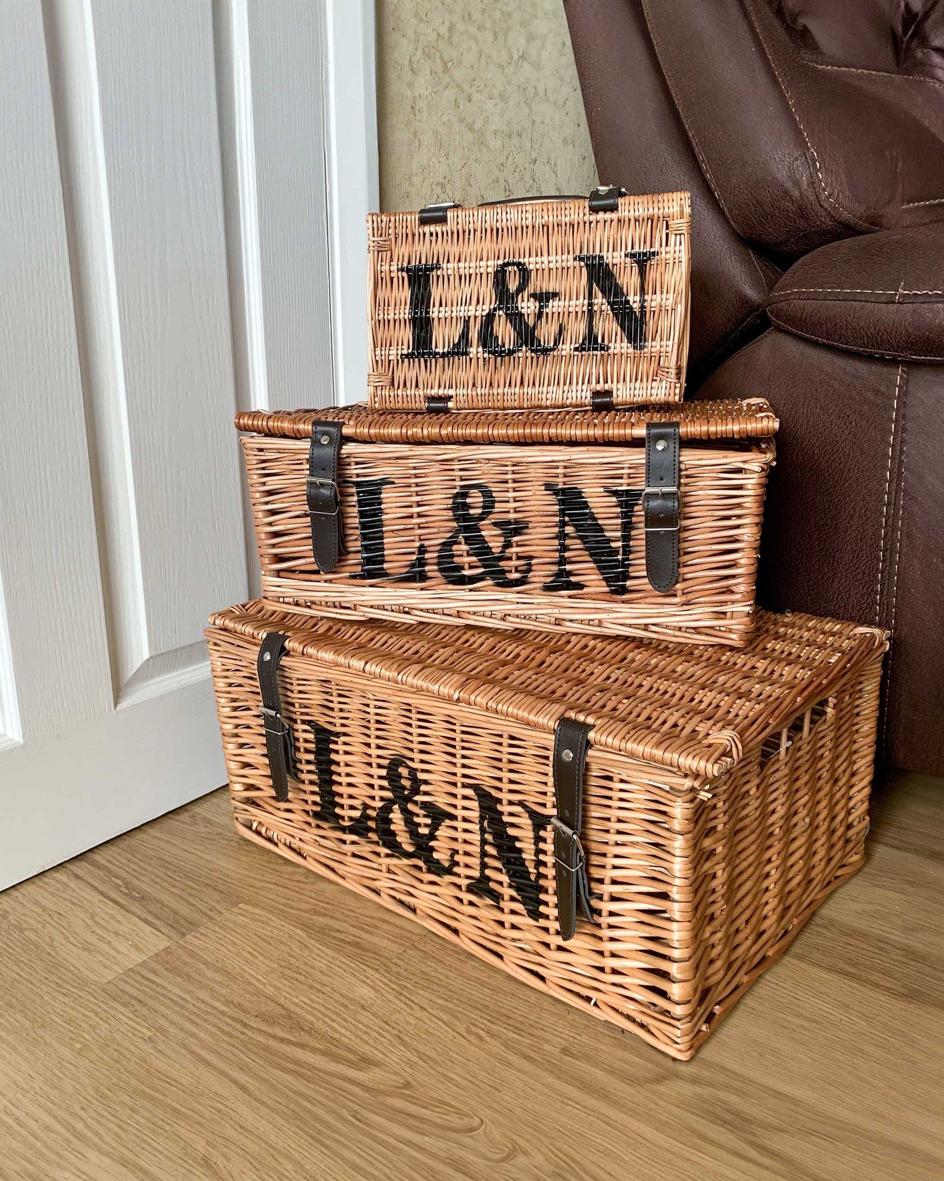 personalised wicker hamper storage baskets