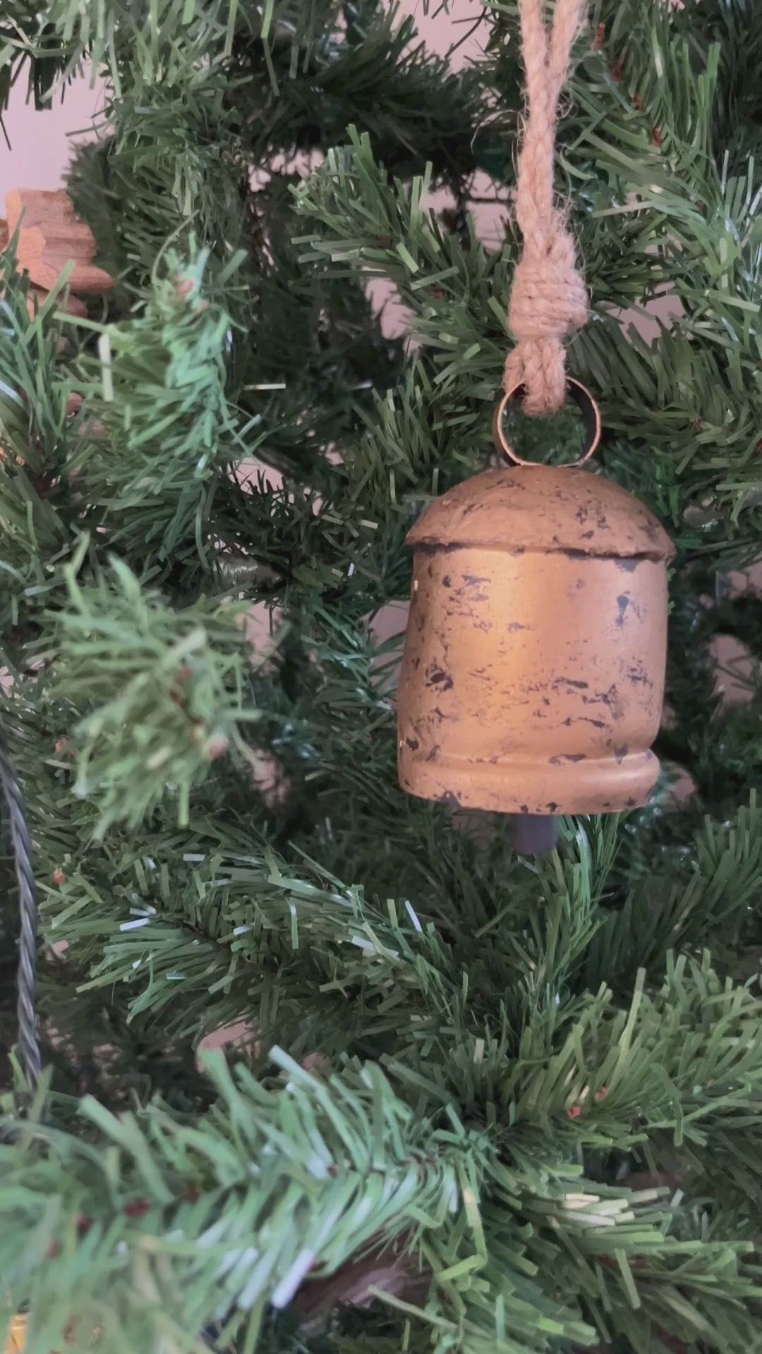 Antique Gold Bell Bauble Christmas Tree Decoration