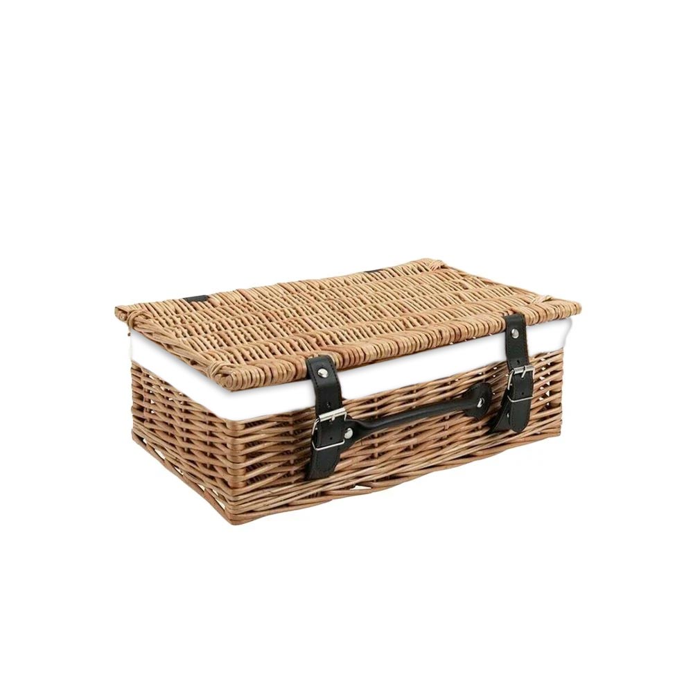 14 inch small wicker hamper with white lining