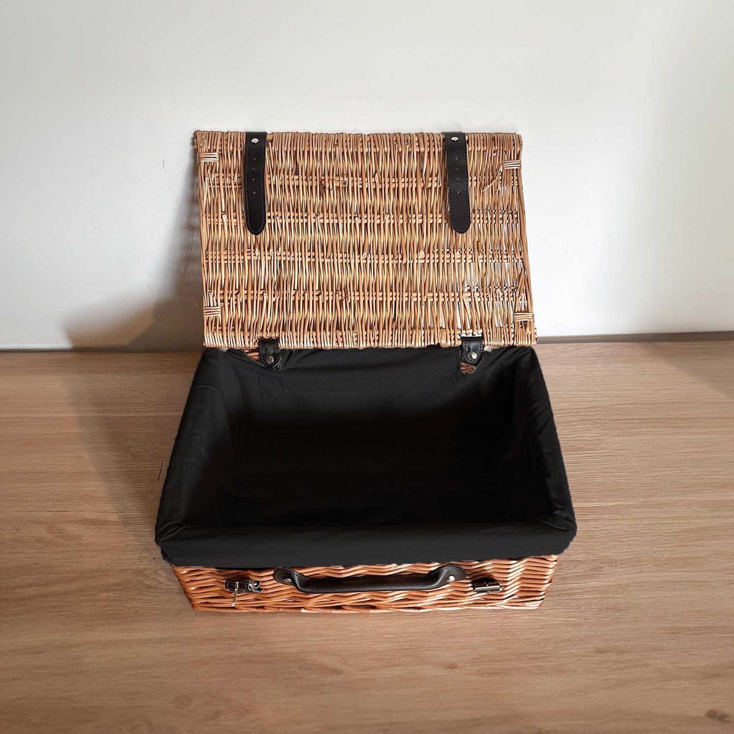 16 inch wicker hamper with black lining