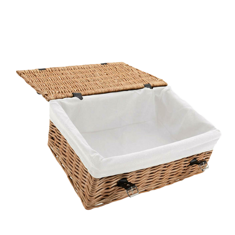 20 inch empty wicker hamper with white lining