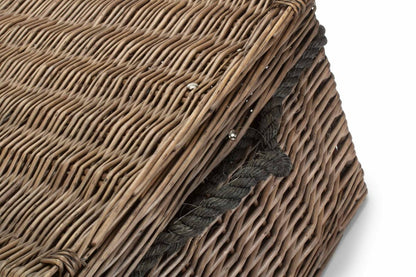 24" Rope Handle Wicker Basket Trunk with Liner (Antique Wash)