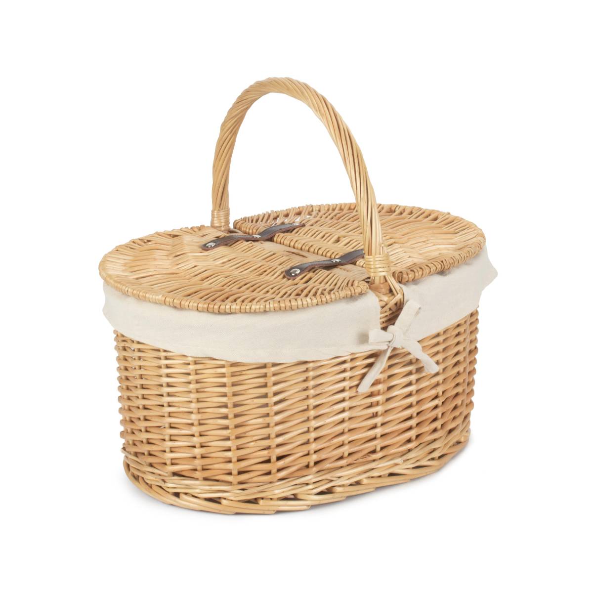 Oval Picnic Basket With White Lining