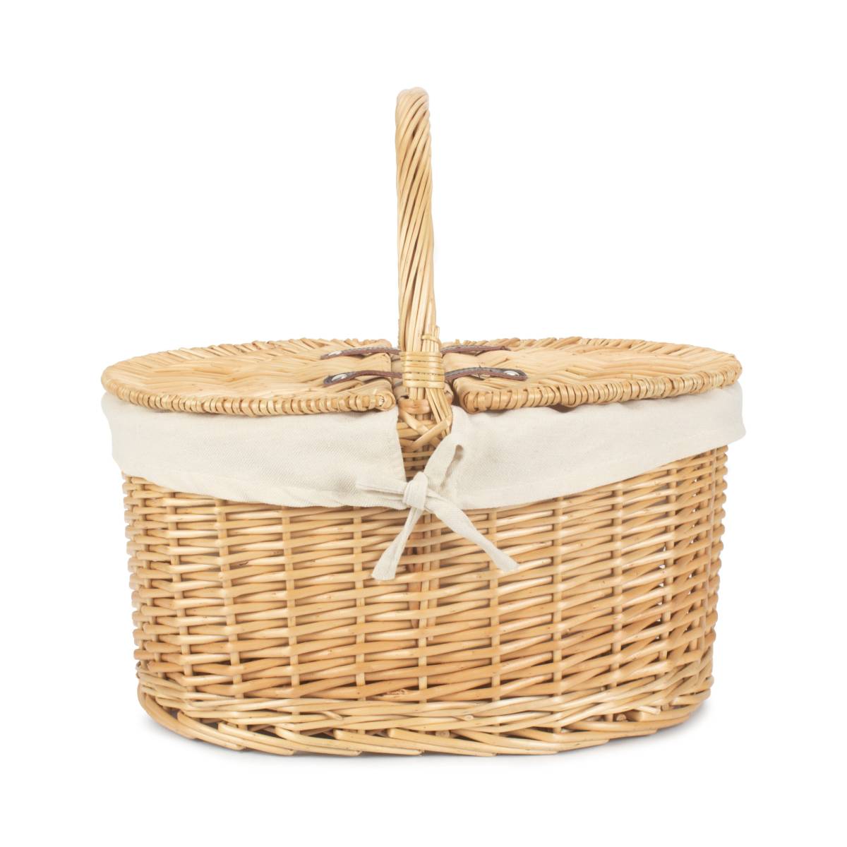 Oval Picnic Basket With White Lining