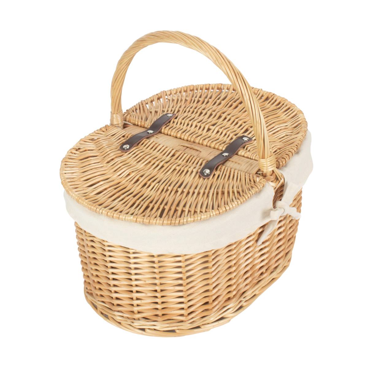 Oval Picnic Basket With White Lining