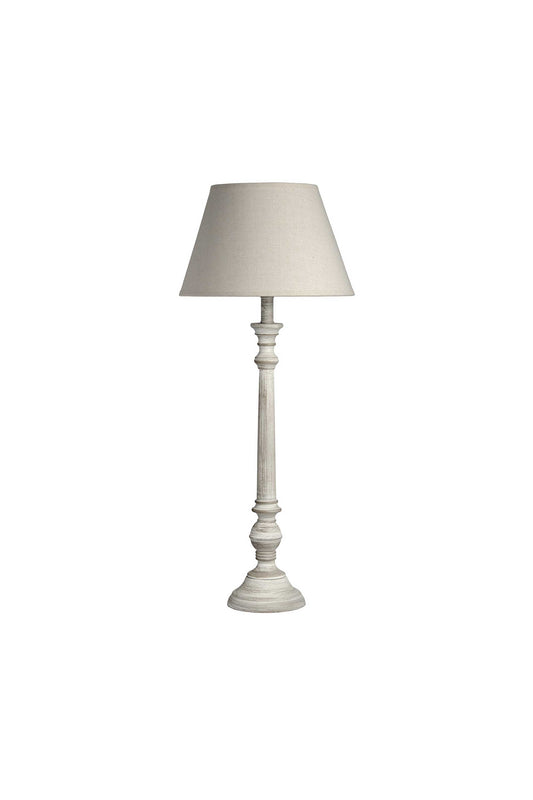 Rustic White Wash Candlestick Table Lamp