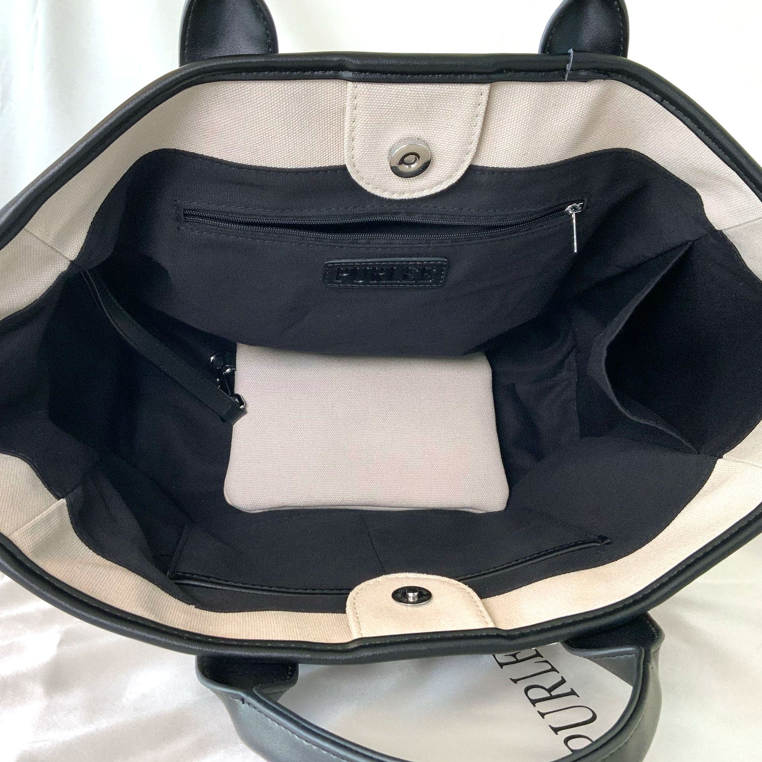 Personalised Luxe Black White Canvas Tote Shoulder Bag - Womens Handbag - Gift for Her - Deauville