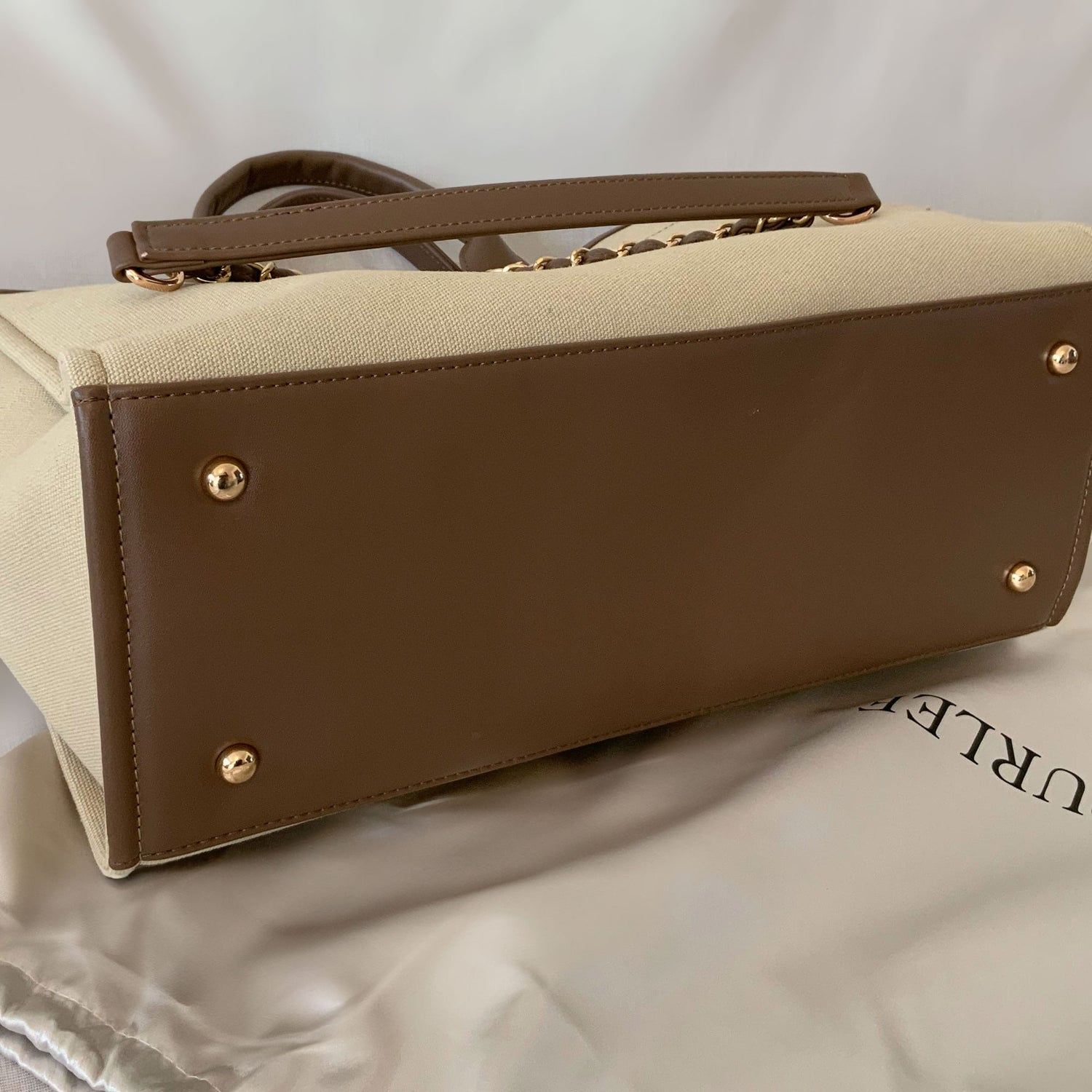 Personalised Luxe Beige Brown Canvas Tote Shoulder Bag - Womens Handbag - Gift for Her - Deauville Bag